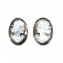 Cabochon Camée Nacre gris ovale femme 10x14mm x 1pc
