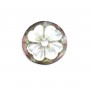 Cabochon Cameo Perlmutt grau rund Blume 14mm x 1Stk