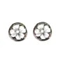 Cabochon Camée Nacre gris rond fleur 8mm x 1pc