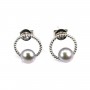 Orecchino grigio con perla coltivata - Argento 925 placcato in rodio x 2 pz