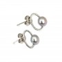 Orecchino grigio con perla coltivata - Argento 925 placcato in rodio x 2 pz