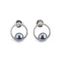 Orecchino a cerchio con perla coltivata blu - Argento 925 placcato in rodio x 2 pz