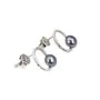 Brinco de argola com pérolas cultivadas azuis - Prata 925 com banho de ródio x 2pcs