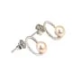 Salmon cultured pearl hoop earring - Silver 925 rhodium plated x 2pcs