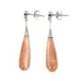 Boucles d'oreilles Pierre de lune orange goutte 7x23mm - Argent 925 Rhodié x 2pcs