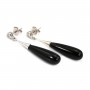 Orecchino Ossidiana a goccia 7x23mm - Argento 925 Rodio x 2pz