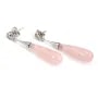 Pendientes de Cuarzo Rosa 7x23mm - Plata de Ley 925 Rodio x 2pcs