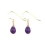 Brinco em forma de gota com facetas de ametista 4x6mm - Preenchido a ouro x 2pcs