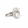 Adjustable ring for cabochon 13x18mm - zirconium oxide & rhodium-plated 925 silver x 1pc