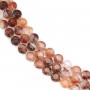 Quartz Hématoïde rouge (Quartz feu) rond plat facetté 8mm x 38cm