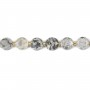 Jaspe Paysage gris rond plat facetté 8mm x 38cm