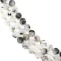 Quartz Rutile noir rond plat facetté 8mm x 38cm