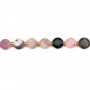 Tourmaline multicolore rond plat facetté 8mm x 38cm