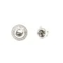 Clasp to clip round rhinestone 9x16mm - cubic zirconia & Rhodium plated Silver x 1pc