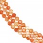 Carnelian flat faceted round beads 8mm x 38cm