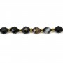Faceted black banded olive agate 6x8mm x 39cm
