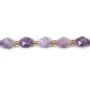 Lepidolite facetada em forma de azeitona 6x8mm x 39cm