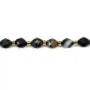 Agate noire rubanée olive facetté 5x6mm x 38cm (48pcs)