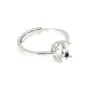 Anello regolabile per cabochon ovale incastonato 6x8mm - Argento 925 rodio x 1pz