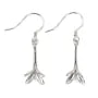 Flower ear hook for semi pierced bead - 33mm - Rhodium-plated 925 silver x 2pcs