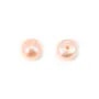 Freshwater cultured pearls, semi-drilled, salmon, button, 4-4.5mm x 4pcs