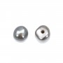 Freshwater cultured pearls, semi-drilled, grey, button, 4-4.5mm x 6pcs