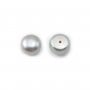 Perle di acqua dolce, semi-perforate, grigie, a bottone, 3.5-4mm x 4 pezzi