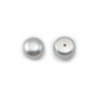 Perlen aus Süßwasserzucht, semi-perforiert, grau, Knopf, 3.5-4mm x 4 Stück.