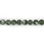 Serafinita di colore verde, di forma rotonda sfaccettata, 3mm x 39cm