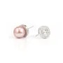 Earring stud round 925 silver rhodium-plated & zirconium 10mm cup 4mm x 2pcs