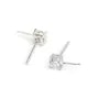 Earring stud with rhinestones for semi-pierced - 4x11mm - cubic zirconia & Rhodium-plated Silver x 2pcs