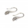 Stylized hook for semi pierced - 20mm - Rhodium-plated 925 silver x 2pcs