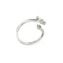 Adjustable heart half-pave ring for semi pierced - cubic zirconia & Rhodium-plated 925 Silver x 1pc