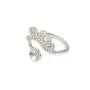 Anel ajustável de strass em forma de onda para semi perfurado - zircônia cúbica e Prata 925 rodinada x 1 unid.