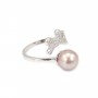Anel ajustável de strass em forma de onda para semi perfurada - zircônia cúbica e Prata 925 rodinada x 1 unid.