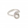 Bague réglable spirale strass pour semi percée - oxyde de zirconium & Argent 925 rhodié x 1pc
