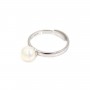 Adjustable flat support ring for semi pierced - Rhodium-plated 925 silver x 1pc