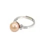 Anillo ajustable decorado con estrás para semi perforado - circonita cúbica y plata de ley 925 rodinada x 1 ud.