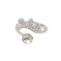 Anello regolabile con strass a forma di onda per semi percée - zircone cubico e Argento 925 rodio x 1 pezzo