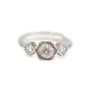Anello regolabile con strass a forma di rombo per semi percée - ossido di zirconio e Argento 925 rodio x 1 pezzo