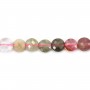 Tormalina multicolore, di forma rotonda piatta sfaccettata, 4mm x 39cm