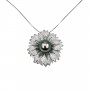 925 silver zirconium flower-shaped brooch pin 30mm x 1pc