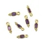 Faceted oval Amethyst charm set in 925 silver gold-plated with fine gold 4x11mm x 1pc