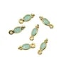 Facettierte ovale Chalcedon-Anhänger, in 925er Silber gefasst und mit 24 Karat Gold vergoldet, 4x11mm x 1 Stück.