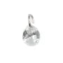 Zirconium oxide faceted drop charm 4x6mm - Rhodium-plated 925 silver x 2pcs