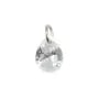 Anhänger Tropfen facettiertes Zirkoniumoxid 6x8mm - Rhodiniertes 925er Silber x 2 Stücke