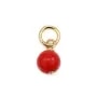 Charme in bambù di mare tinto di rosso, rotondo 4mm - Gold Filled x 1pz