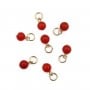 Breloque Bambou de mer teinté rouge rond 4mm - Gold Filled x 1pc
