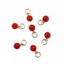 Charme in bambù di mare tinto di rosso, rotondo 4mm - Gold Filled x 1pz