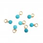 Berloque de Howlite tingida de turquesa redonda 4mm - Ouro Preenchido x 1 unidade